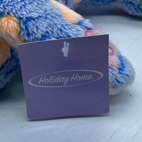 Holiday Home Bunny Rabbit Plush Floral Pattern Soft Stuffed Animal 10" Blue NWT - Picture 3 of 9